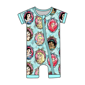 봄 핫 세일 동물 패턴 지퍼 폐쇄에 대 한 공주 아기 짧은 소매 아기 지피 잠옷 - Product Image 2