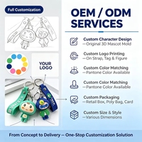 Porte-clés personnalisé en PVC souple 3D, forme de personnage mascotte en caoutchouc avec sangle en silicone, OEM ODM, vente en gros, cadeau promotionnel