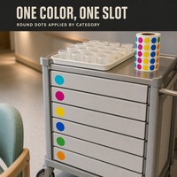 Rouleau d'étiquettes rondes à code couleur personnalisé pour la gestion des médicaments, autocollant adhésif permanent pour chariots à médicaments et boîtes à pilules