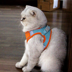 Tali Kekang Hewan Peliharaan Suede, Tali Dada Rompi Anjing Kecil <span class=keywords><strong>Harness</strong></span> Kucing Bernapas Reflektif - Product Image 6