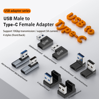 Adaptateur USB mâle Type C femelle DOONJIEY neuf, 10 Gbps USB3.0, alliage d'aluminium, connecteur coudé à 90 degrés vers le haut pour ordinateur portable