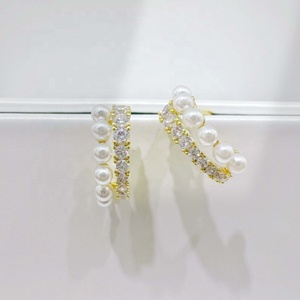 custom plata 925 sterling <b>silver</b> elegant korean <b>earring</b> fine 18k 14k gold plated hypoallergenic ladies vintage <b>pearl</b> <b>earrings</b> - Product Image 3
