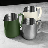Pichet à lait en acier inoxydable OEM 400ml/600ml, durable, avec revêtement antiadhésif, aiguille à latte art en option pour barista