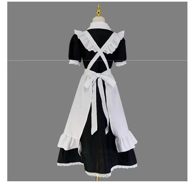 long sleeve french maid dress Front Ribbon Lantern Long-Sleeve Maid Dress + Ruffleed Big Ribbon Apro Belchic