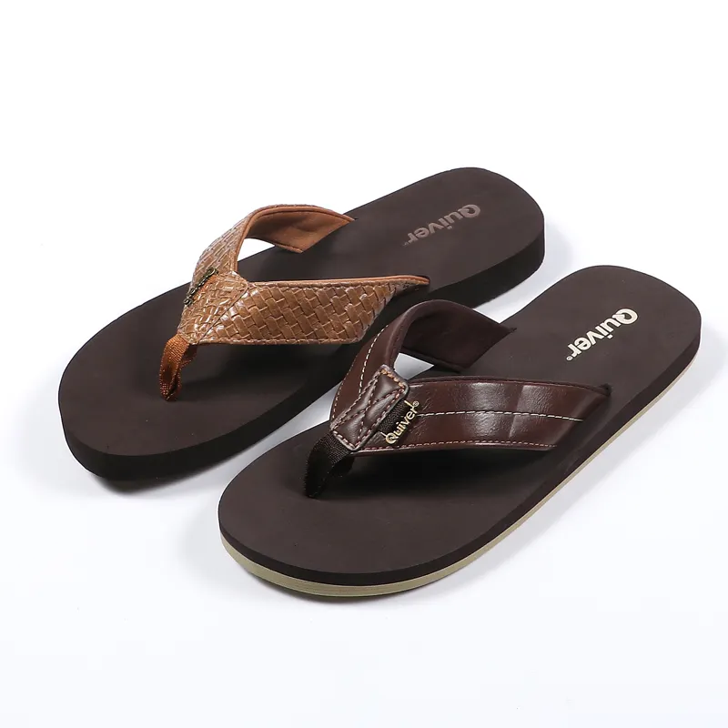 2022men's outdoor casual slides soft EVA thong slipper wholesale summer beach leather sandal flip flops custom man sandal jepit