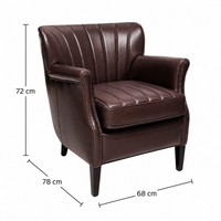 Fauteuil en cuir véritable de style américain avec structure en bois, design moderne, idéal pour salon, chambre, salle à manger, lecture, appartement