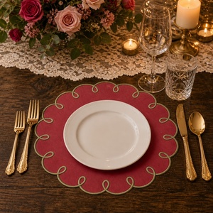 Servilletas de Lino/Algodón con Monograma Personalizado, Diseño Clásico Festoneado 100% Lino, Hechas a Mano y Bordadas, para Mesa de Comedor - Product Image 4