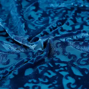 Velluto di seta di vendita calda, produttori di tessuti di velluto di seta di gelso tinto stampa corea italiano Burn Out tessuto di velluto morbido/