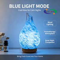 Difusor de Aroma Ultrasónico de Vidrio, Humidificador de Vapor Frío, Recargable, con Control Remoto, 7 Luces LED, Bajo Nivel de Ruido 36dB, Portátil para el Hogar