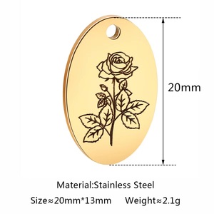 Pièce Ovale en Acier Inoxydable <span class=keywords><strong>Lotus</strong></span> Rose Marguerite Charmes 12 Mois Naissance Fleur Disque Pendentifs Collier Bracelet Dainty Cadeau Personnalisé - Product Image 3