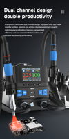 Station de Retravail à Air Chaud Double Canal AiXun H414D avec Poignée HK14, Écran Large de 3,5 Pouces, Communication Bluetooth et Wi-Fi Clair