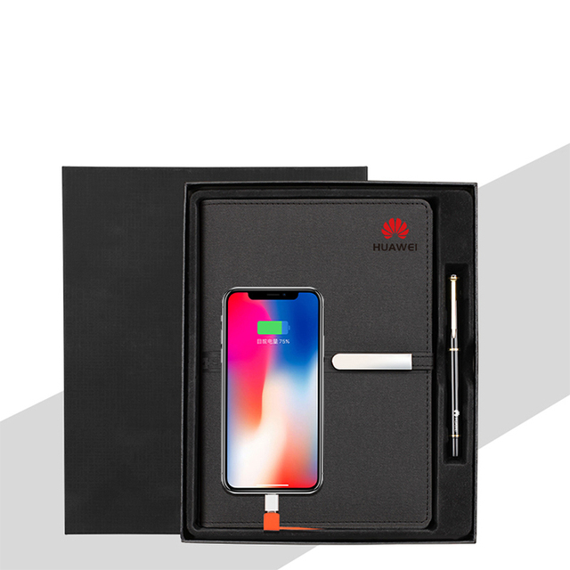 Corporate Gift Set 10000mAh Wireless Charging Diary 2023 Agenda with Power Bank A5 PU Leather Smart Notebook with Pen