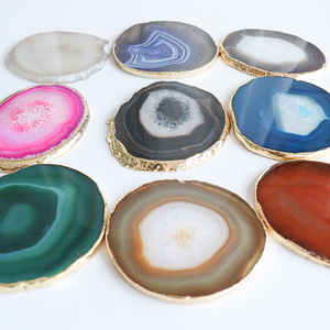 2024 nuevo producto Brasil ágata posavasos colorido cristal cuarzo posavasos Diy plato - Product Image 2