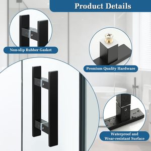 มือจับประตูห้องอาบน้ำแบบดึง-ผลัก รุ่น <span class=keywords><strong>Alise</strong></span> 6 นิ้ว ดีไซน์ทันสมัย ทำจากสแตนเลสสตีล สำหรับประตูบานเลื่อนและประตูกระจก สีดำด้าน - Product Image 5