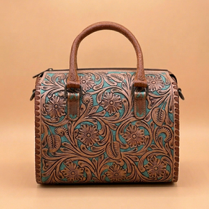Hand Tooled Floral Leather Waterproof OEM Speedy Handbag Embossed Shoulder Bag Zipper <b>Crossbody</b> <b>Purse</b> Vintage Western Style - Product Image 1