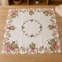 Nappes jetables en polyester/coton non tissé à motif floral de raisin avec broderie et ajouré 36x36 pouces