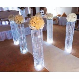 Accesorios de decoración para lugar de boda, plomo de carretera, cortina de cuentas acrílicas de estilo europeo, soporte de flores, florero de mesa - Product Image 1