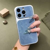 Étui de téléphone Pu, motif denim, luxe, antichoc pour iPhone