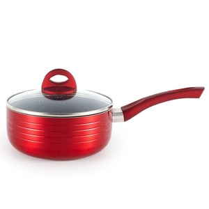 Cacerola de aluminio antiadherente Premium con tapa de vidrio Distribución rápida del calor y utensilios de cocina de fácil limpieza - Product Image 1