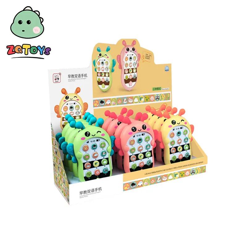 Zhiqu Brinquedos bebê brinquedo gnash multifuncional educacional educação infantil bilíngüe projeção fulvo telefone móvel venda quente brinquedos