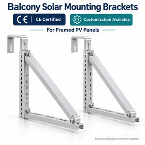 Kit de fixation de panneaux solaires pour balustrade de balcon en aluminium sur mesure certifié CE pour panneaux photovoltaïques encadrés - Product Image 1