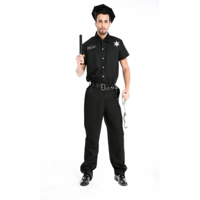 Мужской костюм полицейского из США, косплей, черный костюм полицейского