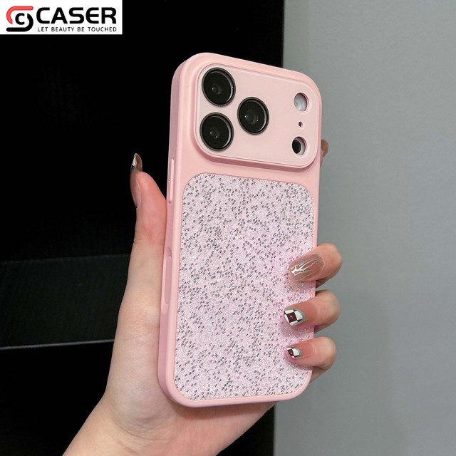 Matte Frame Glitter Bling Phone Case for iPhone 13-17 Large Window Lens Protection Shockproof Soft Bumper Cute Candy Color Cover