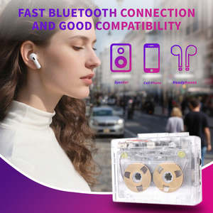 Reproductor de Casetes Inalámbrico Transparente con Logotipo Personalizado, BT 5.0, MP3, HiFi, Retro, Auto Reverse, Grabador de Casetes, Batería Doble - Product Image 2