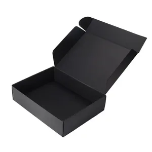 Corrugated Board Custom Logo Print Handmade Durable Black Foldable Gift Packaging box