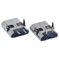 Conector USB Tipo B Hembra Micro de 2 Pines, 90 Grados, Plata y Cobre, 2.0, para Cargador de Teléfono Android