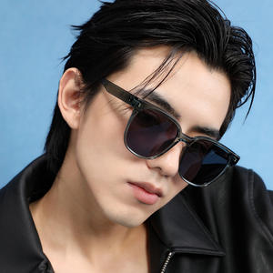 Lunettes de soleil polarisées à monture carrée pour hommes, Dl-28215, noires, en métal, verres TAC, protection UV400, classe 2 - Product Image 1