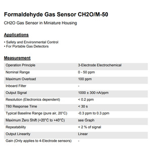 Membrapor Ch2o/M-50 Formaldehyde Gas Sensor 0-50 Ppm <b>Miniature</b> Housing For Portable Detectors - Product Image 1