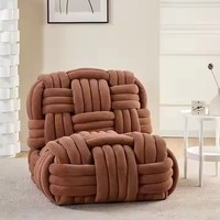 Canapé modulaire confortable et moderne en tissu de coton tissé et tricoté pour le salon