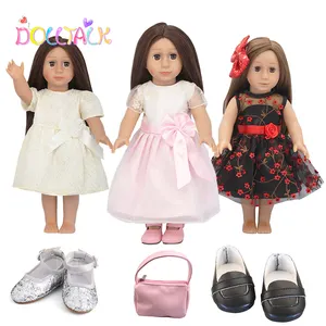 Stylish 18-inch American Doll Bow Belt Princess Party Dress + High Quality Doll Dress Sets