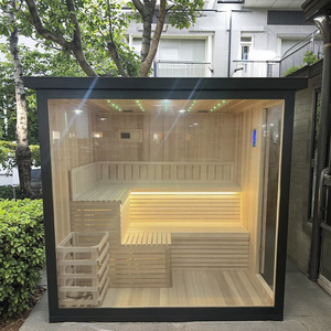 Sauna extérieur moderne pour villa, 4 personnes, en bois de <span class=keywords><strong>cèdre</strong></span> rouge massif, portable, fonction vapeur humide avec poêle à sauna - Product Image 3