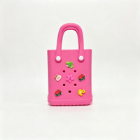 Sac à main carré pliable imperméable en EVA avec breloques aléatoires, mini sac fourre-tout portable et léger à double ouverture, sac de sortie, couleur bonbon
