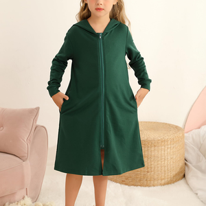 Girls Summer Robes 2026 New Arrival Girls Zip up <strong>Hoodies</strong> Robes Factory Direct Wholesale Long Sleeve Housecoat Loose Loungewear - Product Image 2