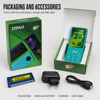 Téléphone portable 220 Max Wholesale 2,4 pouces, grande batterie, double SIM, téléphone senior, portable, débloqué, téléphones 3G