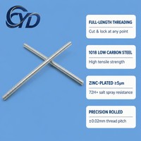 8.8 Grade Galvanized Full Thread Metric DIN976 Round Head Threaded Rod Blue-white Zinc Plated Carbon Steel M8-M48 CYD Brand