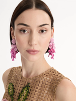Anting-anting gantung bunga 3D manik-manik buatan tangan, anting-anting bunga akrilik warna-warni untuk wanita, gaya boho liburan