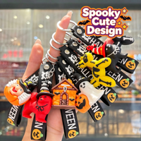 Soododo 2026 Llavero Colgante de Muñeco 3D de PVC con Diseño de Dibujos Animados para Halloween, Impresión UV, Impermeable, Regalo Festivo Pequeño para Niños