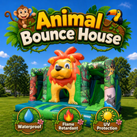 Château gonflable commercial Lion, thème animal, avec toboggan, pour fêtes d'enfants en extérieur