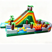 Parcours d'obstacles gonflable double pour enfants, château gonflable extérieur décoratif, petite machine distributrice, jeu de carnaval, fosse à mousse