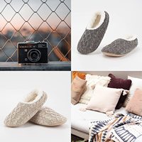Style Simple femmes semelle souple chaussettes de chambre à coucher avec pinces épaisses chaudes confortables ballerines pantoufles de maison pantoufles d'intérieur