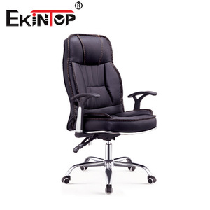   Silla Ejecutiva de Oficina en Cuero Negro, Giratoria, Reclinable, Ajustable en Altura, con Reposabrazos Metálicos para Uso en Oficina - Product Image 2