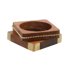 Nuevo Conjunto elegante de pulseras y brazaletes de moda con acabado de madera marrón Natural de buena calidad, productos de joyería artesanal - Product Image 1