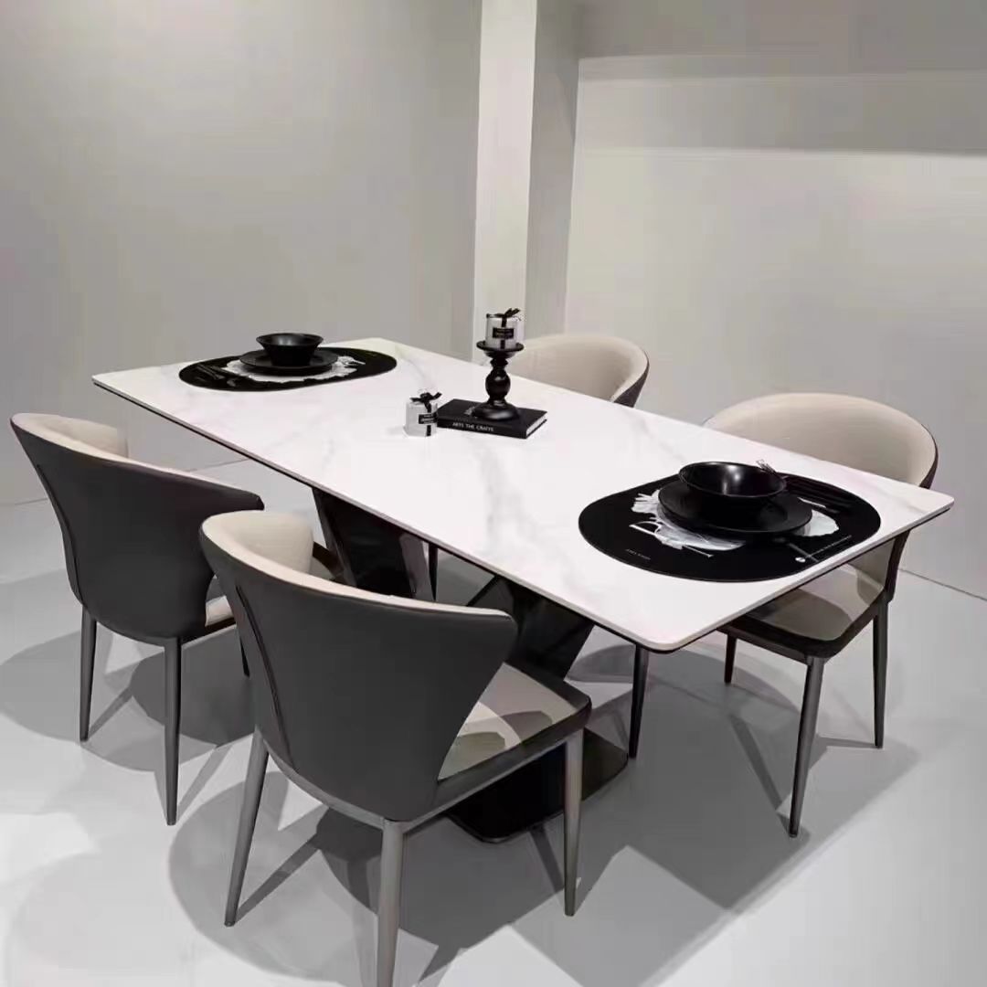 One table and four chairs [with base and frame]