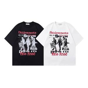 Camiseta de Manga Corta para Hombre, Estilo Hip-Hop Urbano, de Verano, de Alta Calidad, con Estampado de Personajes en Tono Oscuro, 100% Algodón Transpirable - Product Image 1