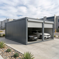 Vente directe : Garage conteneur en acier démontable avec portes à double volet roulant pour stationnement de deux voitures et stockage sécurisé d'équipements