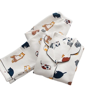 Set <span class=keywords><strong>pigiama</strong></span> in cotone personalizzato stampato <span class=keywords><strong>gatto</strong></span> carino moda <span class=keywords><strong>donna</strong></span> - Product Image 1
